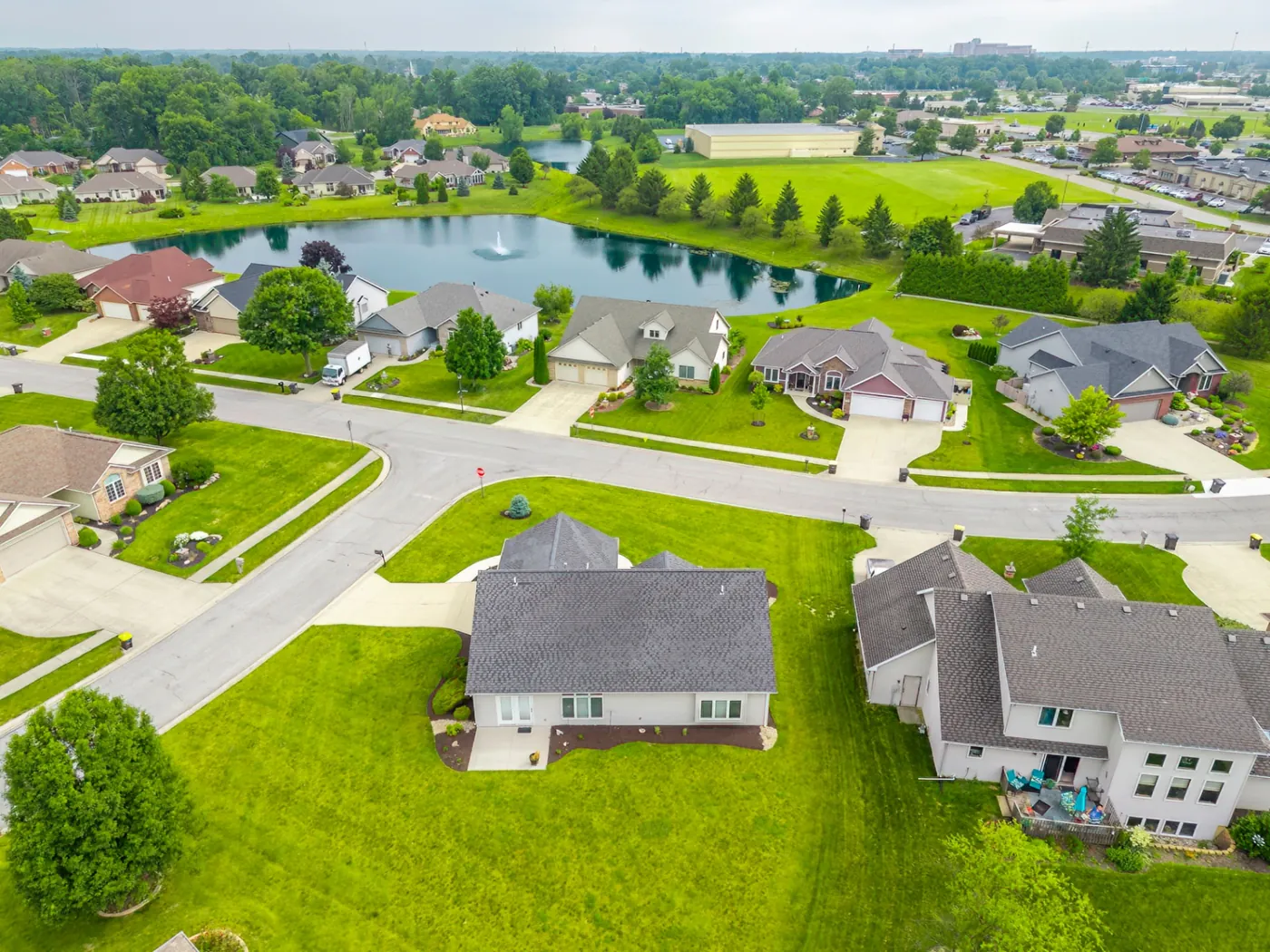 Pond across the street — aerial view near 1906 Kelleys Landing