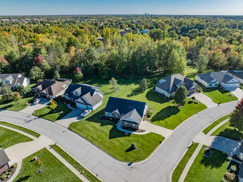Aerial · Corner lot and neighborhood at 1906 Kelleys Landing